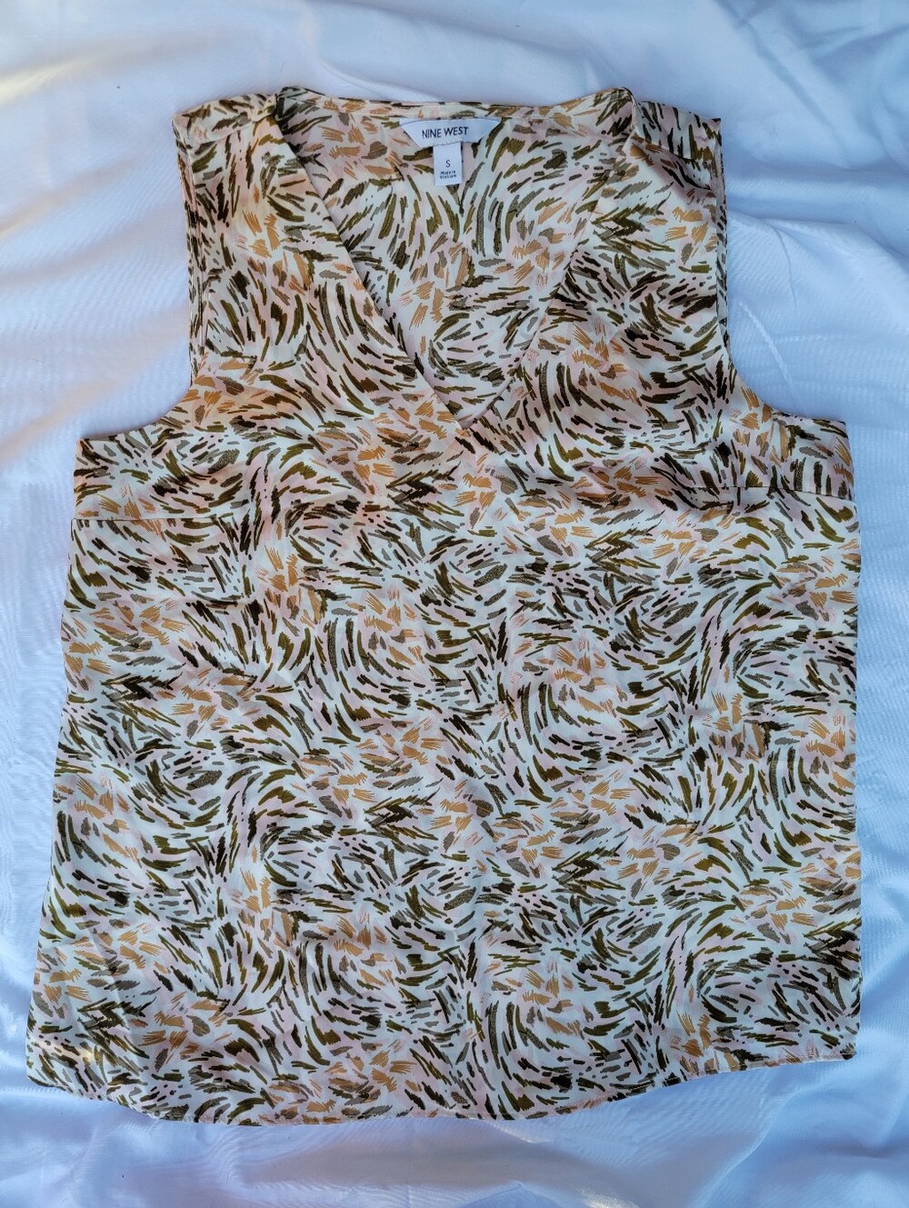 Nine West Abstract Print Sleeveless Blouse Small
